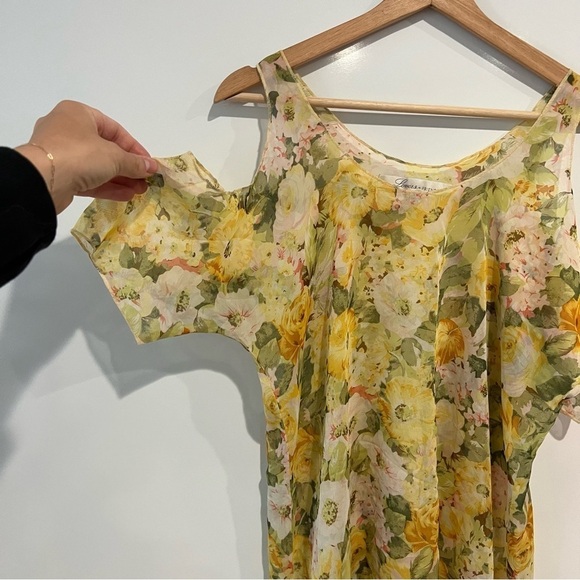 Lovers + Friends Yellow Floral Cold Shoulder Tunic Mini Dress - Picture 2 of 9